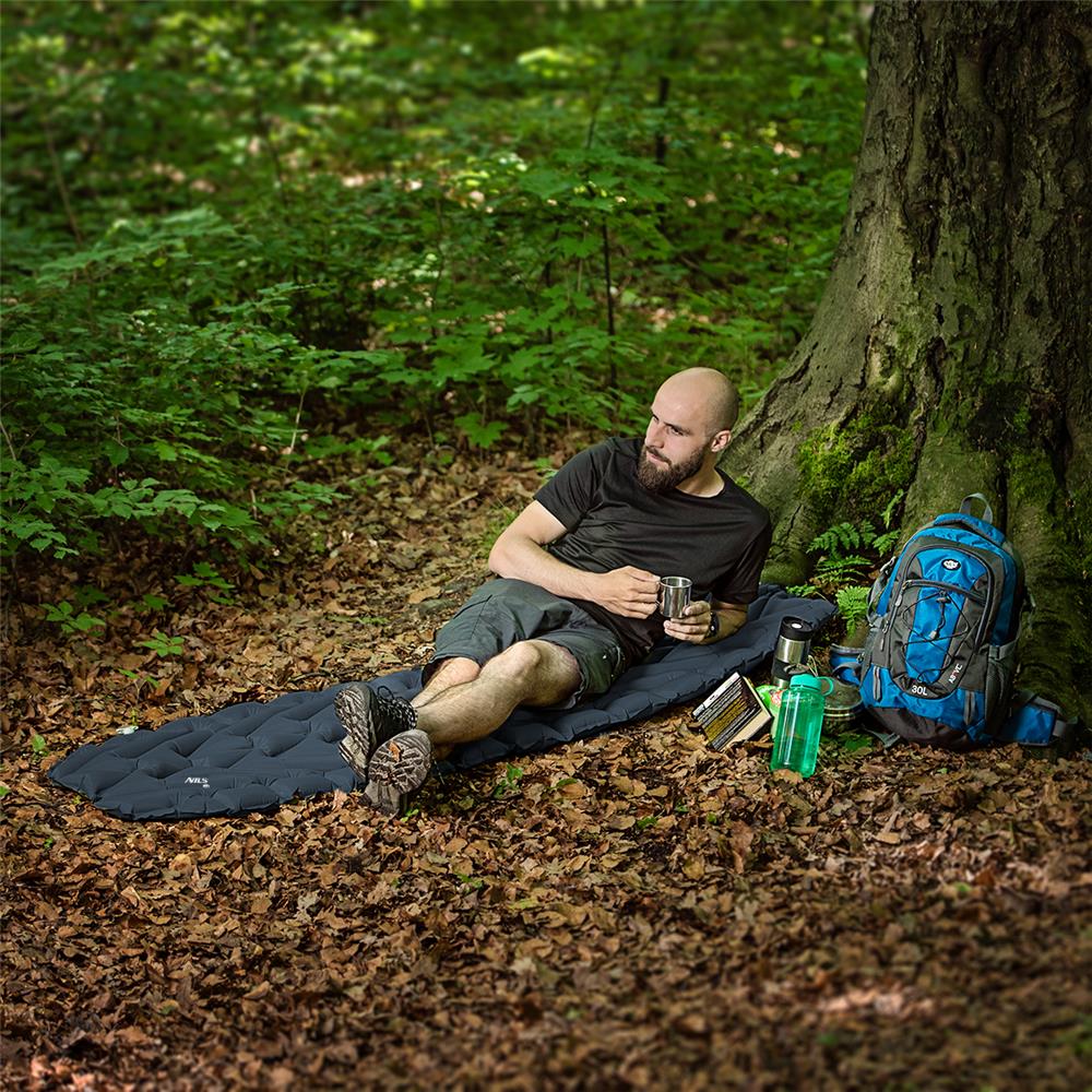 NILS CAMP Campingmatte aufblasbar 193 cm in dunkelgrau Isomatte Outdoor Schlafmatte leicht