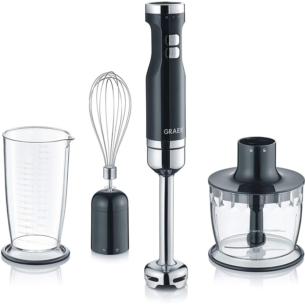 GRAEF Stabmixer HB 502 Zubehör Set Mixer Mixstab Pürierstab Edelstahl 800 W schwarz Zerkleinerer | B-Ware