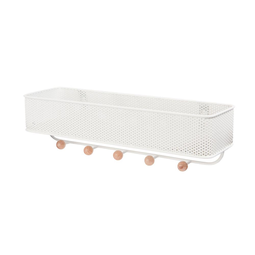 Umbra Estique Schlüsselbrett mit Briefablage, Multifunktionaler Wand Organizer mit 5 Haken, in Weiß