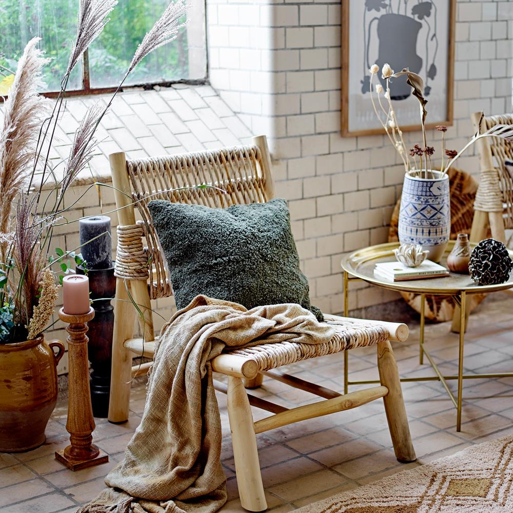 Bloomingville Thelma Decke gelb 150x125 cm aus Baumwolle – Wohndecke Kuscheldecke
