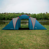 NILS CAMP Highland IV Zelt für 4 Personen Blau-Grau - großes Familienzelt mit Vorraum für Camping & Outdoor