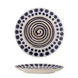 Bloomingville Shama Teller, Blau/Braun, Steingut, 20,5 cm, mit handbemaltem Muster