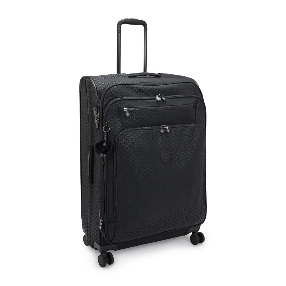 Kipling YOURI SPIN L, Reisekoffer, Signature Emb (schwarz), 100L Trolley Koffer groß Rollen