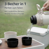 LocknLock Isolierkanne 1,8 L Schwarz - Thermoskanne Edelstahl mit Becher & Tragegurt