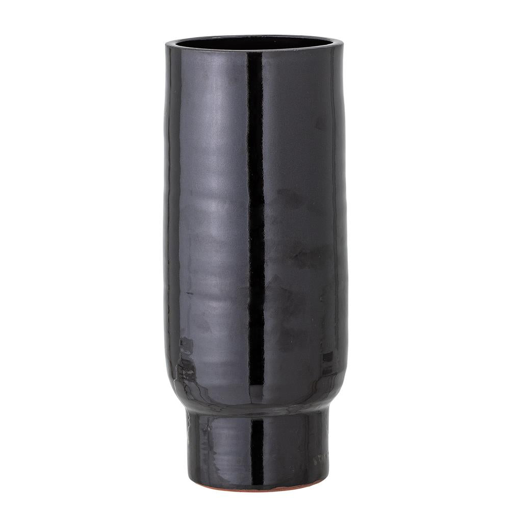 Bloomingville Vefa Dekovase 11,5 x 28,5 cm Schwarz Terrakotta Blumenvase Vase dänisches Design