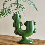 Bloomingville Tanu Vase Steingut grün skulptural 12 cm