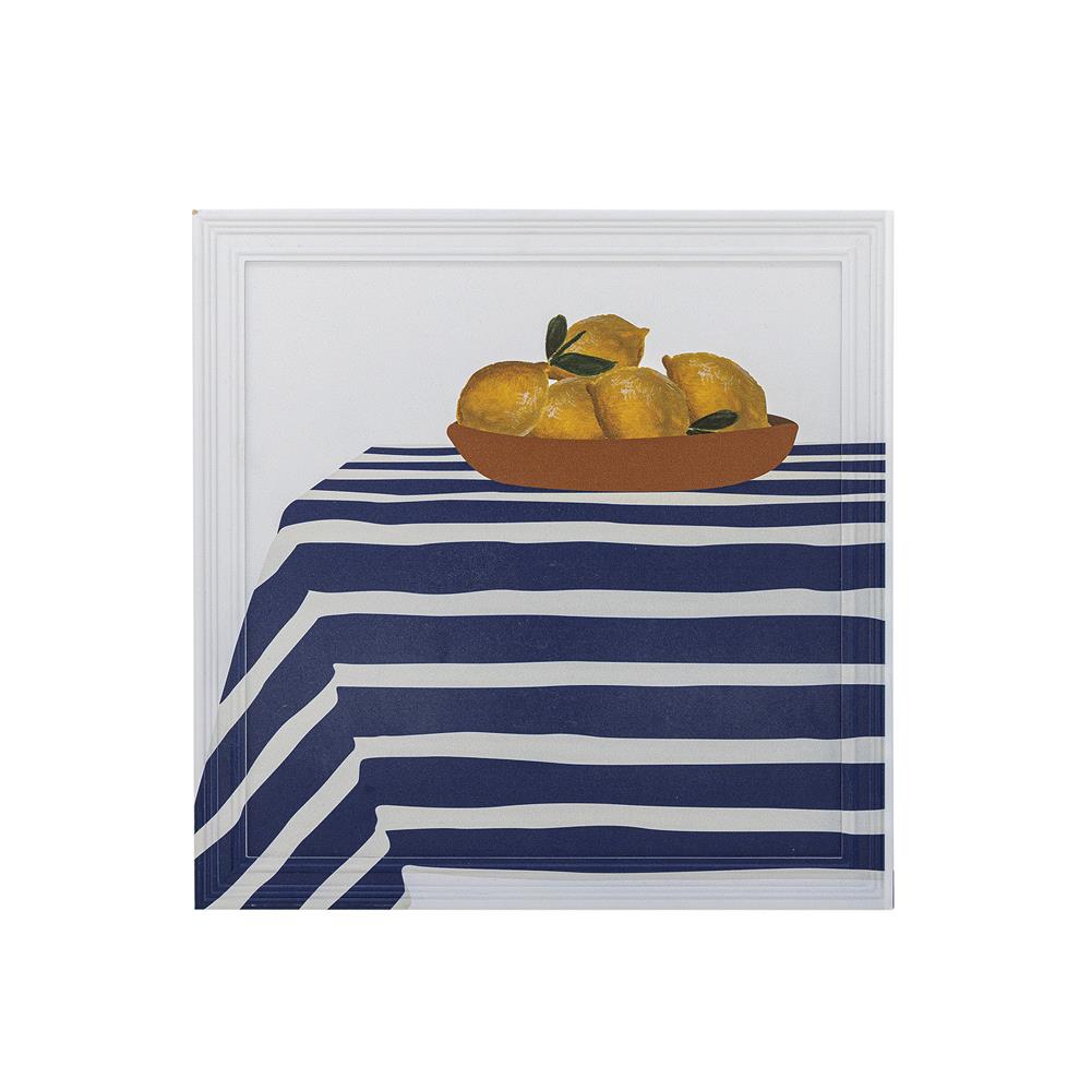 Bloomingville Limone Bild mit Rahmen bunt - Wanddeko mit Zitronen Motiv für Küche & Esszimmer