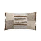 Bloomingville Cinta Kissen natur - Baumwollkissen mit Fransen Patchwork Sofa Deko