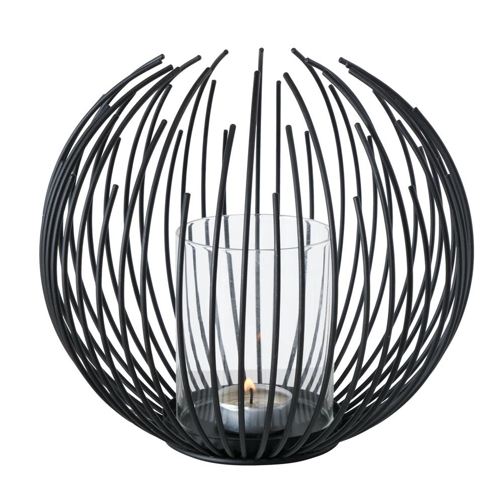 BOLTZE Windlicht Cylon Schwarz 20cm Metall Kerzenhalter Kerzenständer Skandinavisches Design