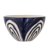 Bloomingville Shama Schale D12 cm aus Steingut in Blau – handbemalte Schale für Tischdeko
