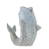 Bloomingville Hiro Vase Blau Steingut Fischform Landhausstil 21cm