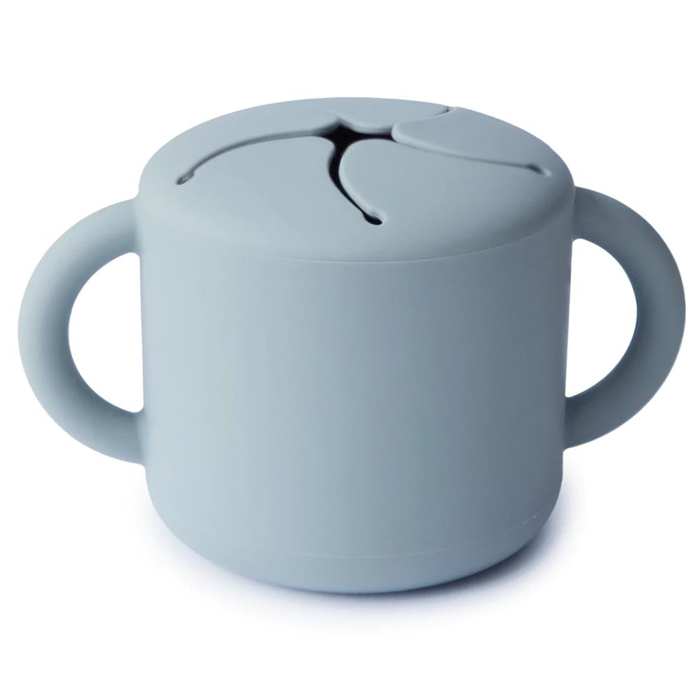 Mushie Snackbecher, Powder Blue, aus Silikon, BPA-frei