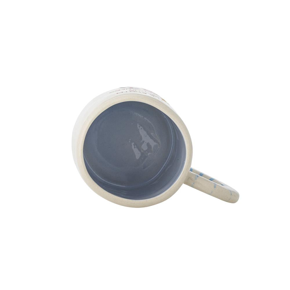 Bloomingville MINI Cloudy Tasse 225 ml Steingut, natur, Schriftzug "The earth laughs in flowers"