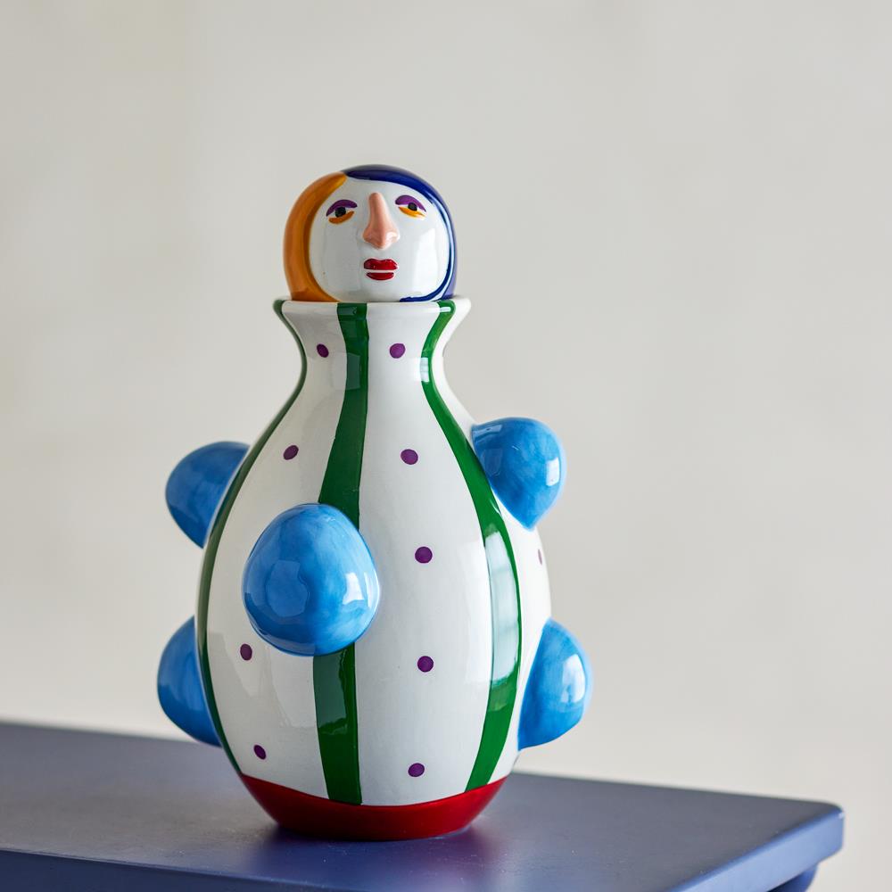Bloomingville Conneli Vase Keramik bunt Gesicht Design 33 cm