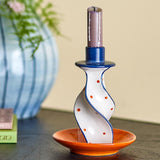 Bloomingville Kairi Kerzenhalter Bunt Steingut D12,5xH15,5 cm – handbemalter Kerzenständer