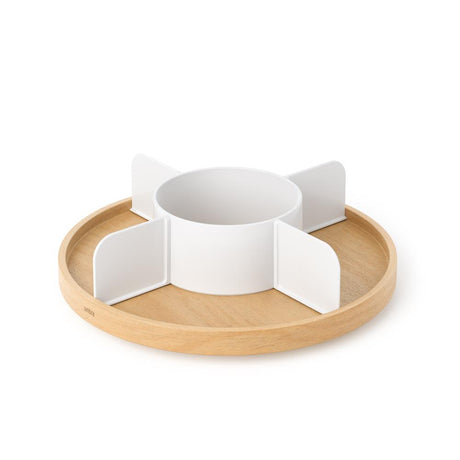 Umbra Bellwood Drehbarer Organizer, Lazy Susan Drehteller in Weiß/Natur