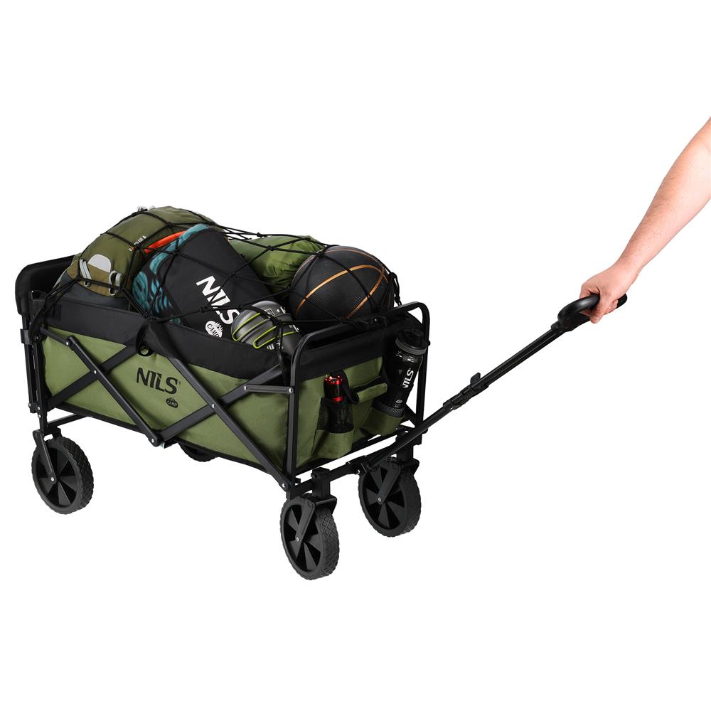 NILS CAMP Bollerwagen faltbar 150L in Grün - Campingwagen für Strand & Garten