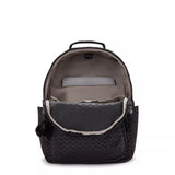 Kipling SEOUL, großer Rucksack, Signature Emb (schwarz), Laptoprucksack 15 Zoll mit viel Stauraum