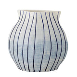 Bloomingville Esra Vase Blau Steingut L21,5xH22xW13 cm – handbemalte Designvase