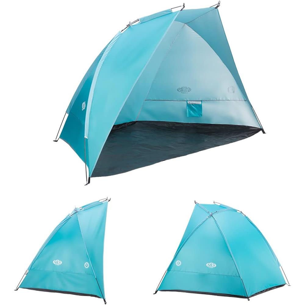 NILS CAMP Strandzelt XXL türkis für Strand Camping und Garten mit UV Schutz Familienzelt