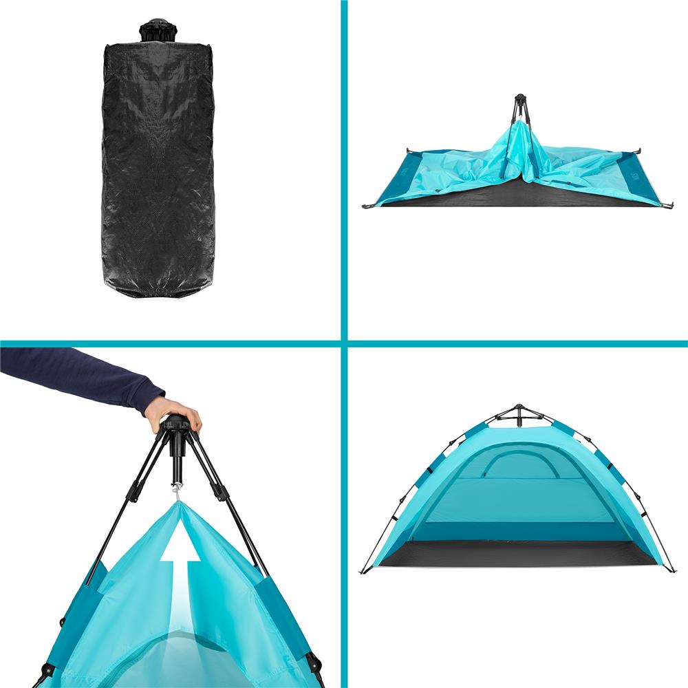NILS Wurfzelt automatisch in blau für Strand Camping und Garten UV Schutz leicht