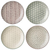 Bloomingville Karine Teller, 4er Set, Bunt, 25cm, Steingut, dänisches Design