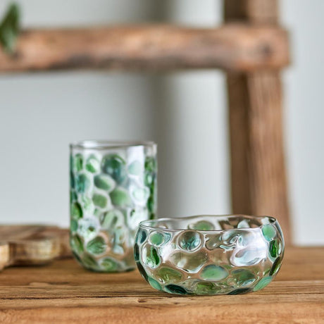 Bloomingville Rondha Schale grün D12 cm, 500 ml aus Glas – dekorative Schale für Tischdeko