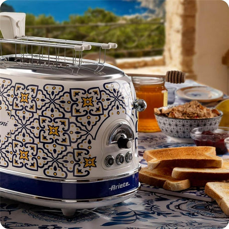 Ariete Capri Toaster, Mediterranes Design, 2-Scheiben-Toaster mit Sandwichzangen