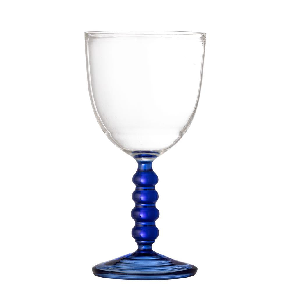 Bloomingville Noemi Weinglas aus Glas in Blau 220 ml – modernes Weinglas für Tischdeko
