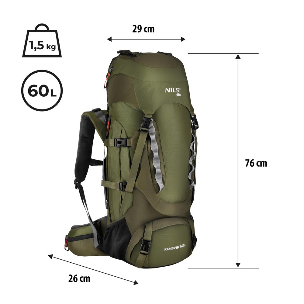 NILS CAMP Trekkingrucksack Ramsvik 60L in Grün - großer Outdoor Rucksack für Trekking & Camping