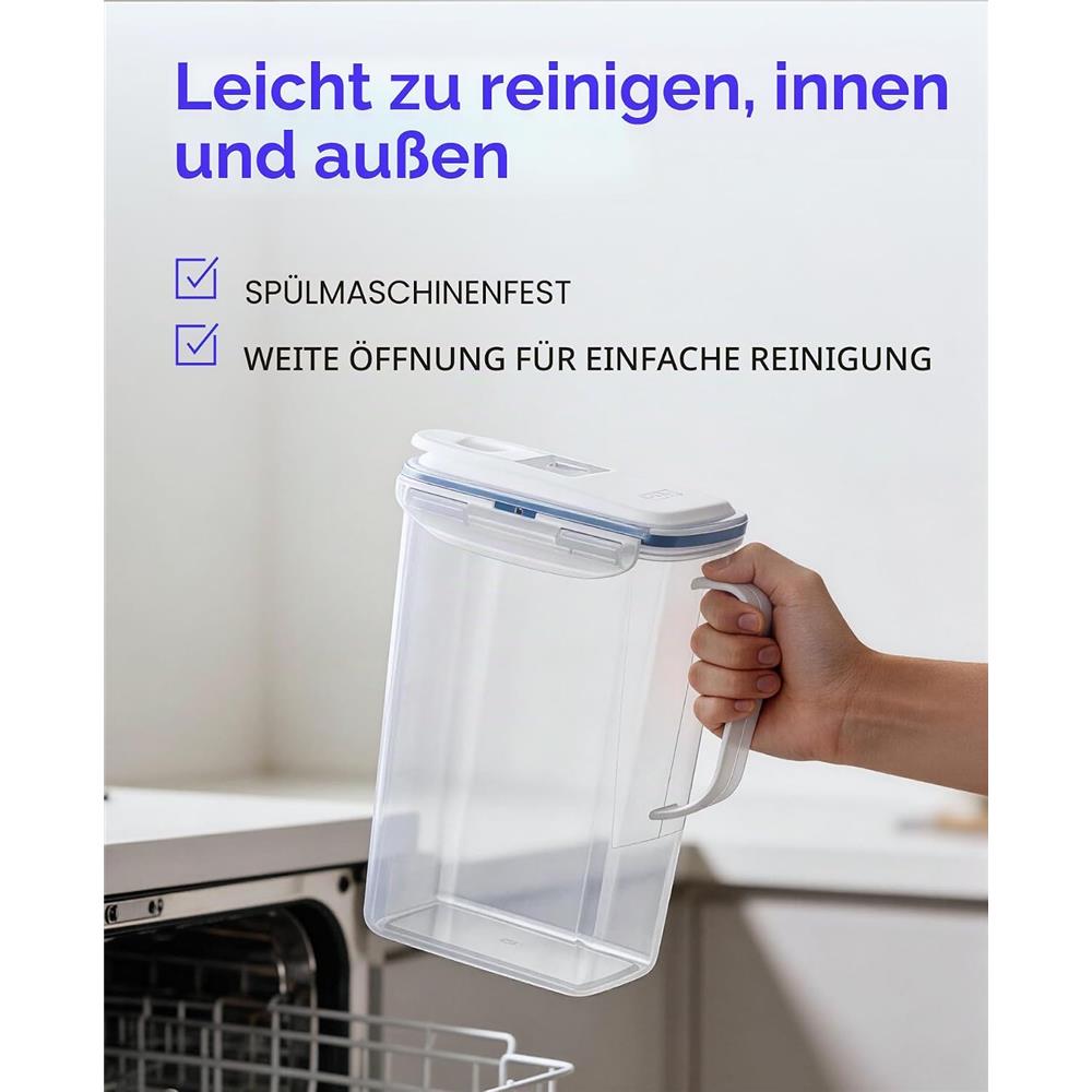 LocknLock Kühlschrankkrug 3L grau - Kunststoff, Krug mit Deckel, BPA-frei, auslaufsicher