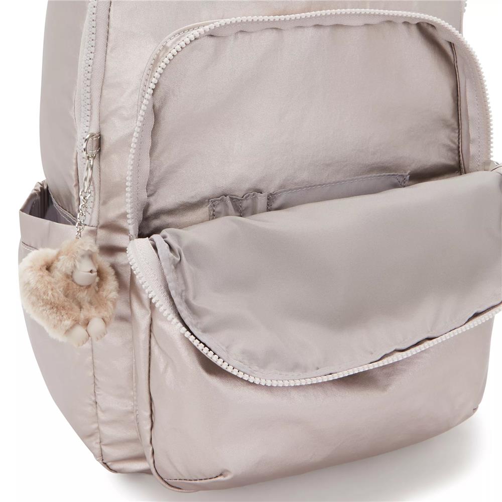 Kipling SEOUL, großer Rucksack, Metallic Glow (beige), Laptoprucksack 15 Zoll mit viel Stauraum