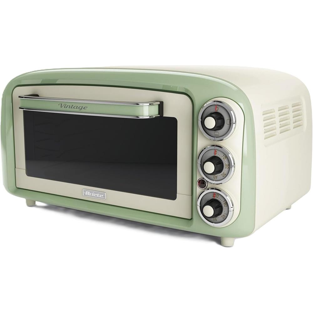 Ariete Vintage Mini Backofen, Grün, 18L Elektrobackofen im Retro-Design, 1380W, 230°C