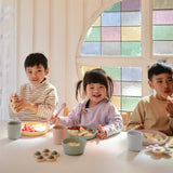 Mushie Kinderteller 2er Set, Powder Blue, rund, BPA-frei