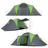 NILS CAMP Highland IV Zelt für 4 Personen Grau-Grün - großes Familienzelt mit Vorraum für Camping & Outdoor