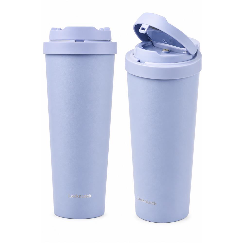 LocknLock Edelstahl-Thermobecher 550 ml mit One-Touch-Deckel, Blau