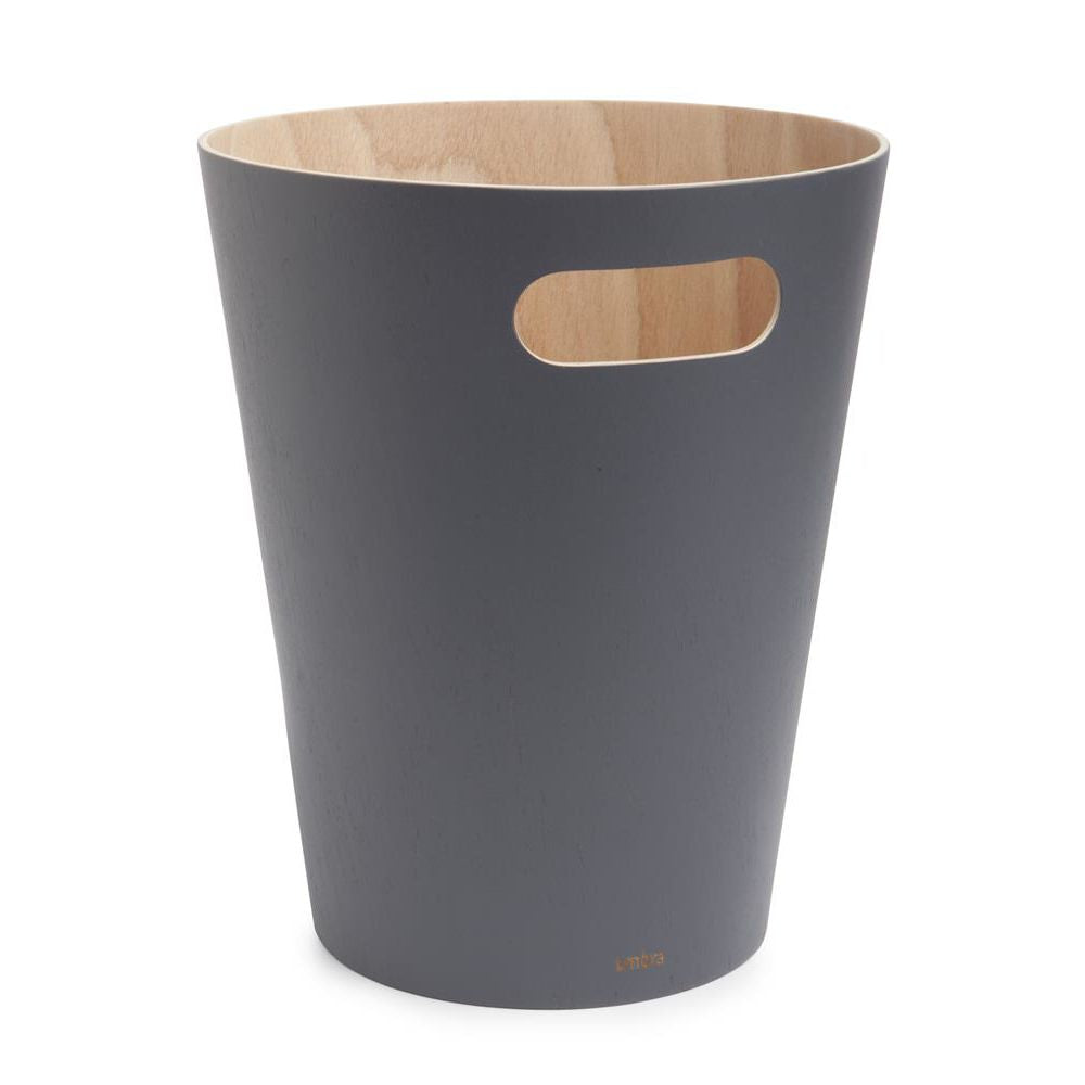 Umbra Woodrow Abfalleimer, Anthrazit/Holz, 7,5 Liter, Zweifarbiger Papierkorb