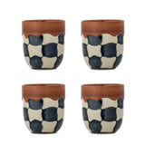 Bloomingville Check Tasse aus Steingut in Bunt 375 ml – 4er Set für Küche