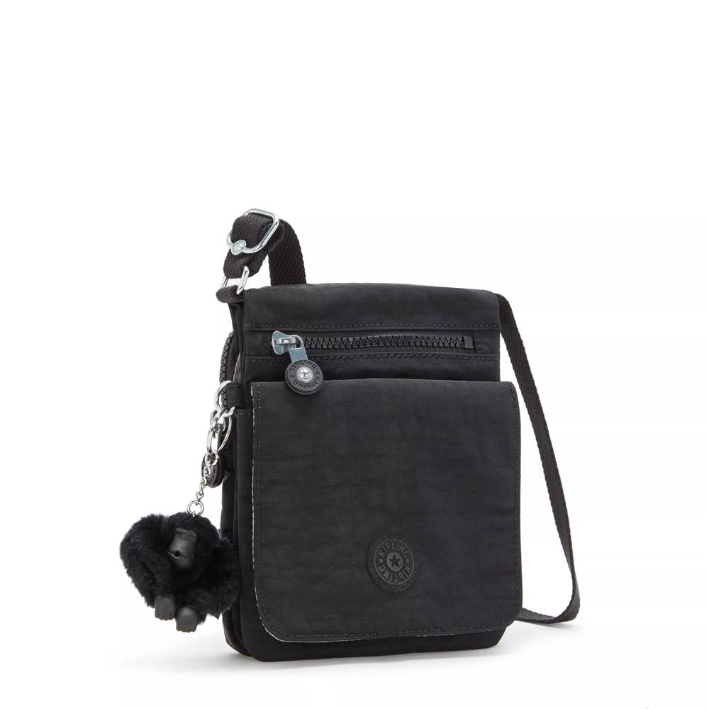 Kipling NEW ELDORADO, kleine Umhängetasche, Black Noir (schwarz), kompakte Crossbody Tasche