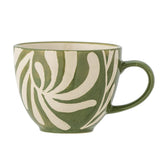 Bloomingville Heikki Tasse – grüne Steingut-Tasse mit geprägtem Muster, 240 ml