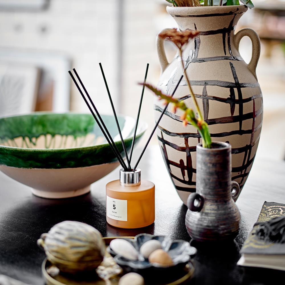 Bloomingville Casaya Vase braun L10 cm aus Steingut – dekorative Vase für Wohnzimmer