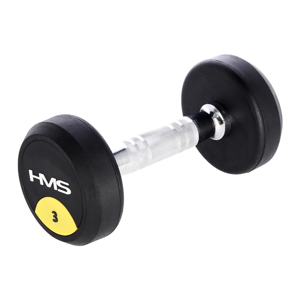 Kurzhantel 3 kg gummiert rund Schwarz | HMS HG PRO