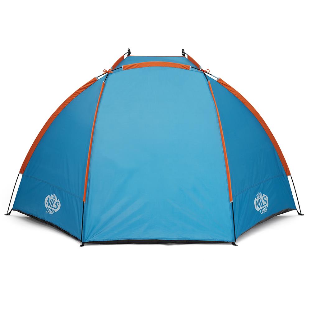NILS CAMP Strandzelt XXL blau für Strand Camping und Garten UV Schutz großes Familienzelt