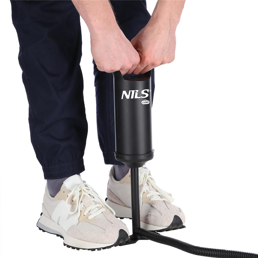 NILS CAMP Luftpumpe für Camping und Freizeit kompakte Handpumpe für Luftmatratzen