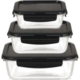 LocknLock Glas Frischhaltedosen 3er Set 160 ml, 380 ml und 630 ml - Ofenform mit Deckel, mikrowellengeeignet, auslaufsicher