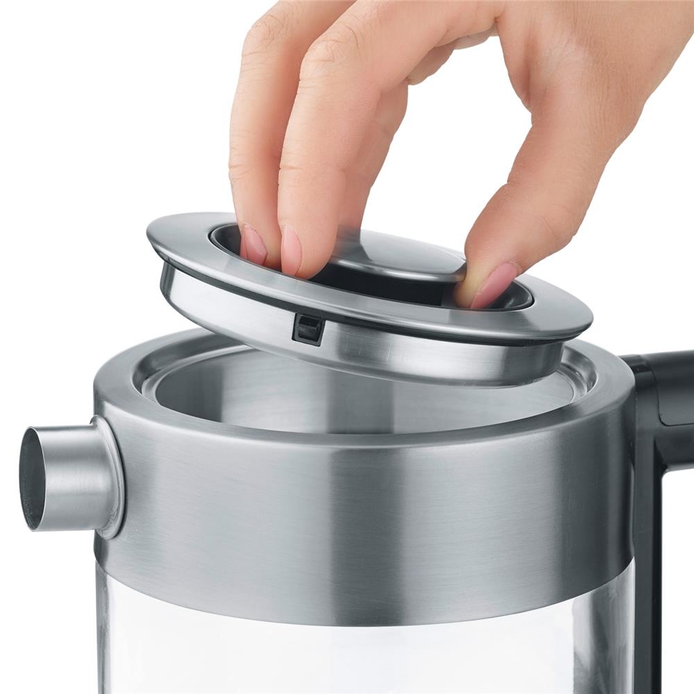 GRAEF Glas Wasserkocher WK300 1 Liter LED Beleuchtung Edelstahl drehbar Abnehmbarer Deckel | B-Ware