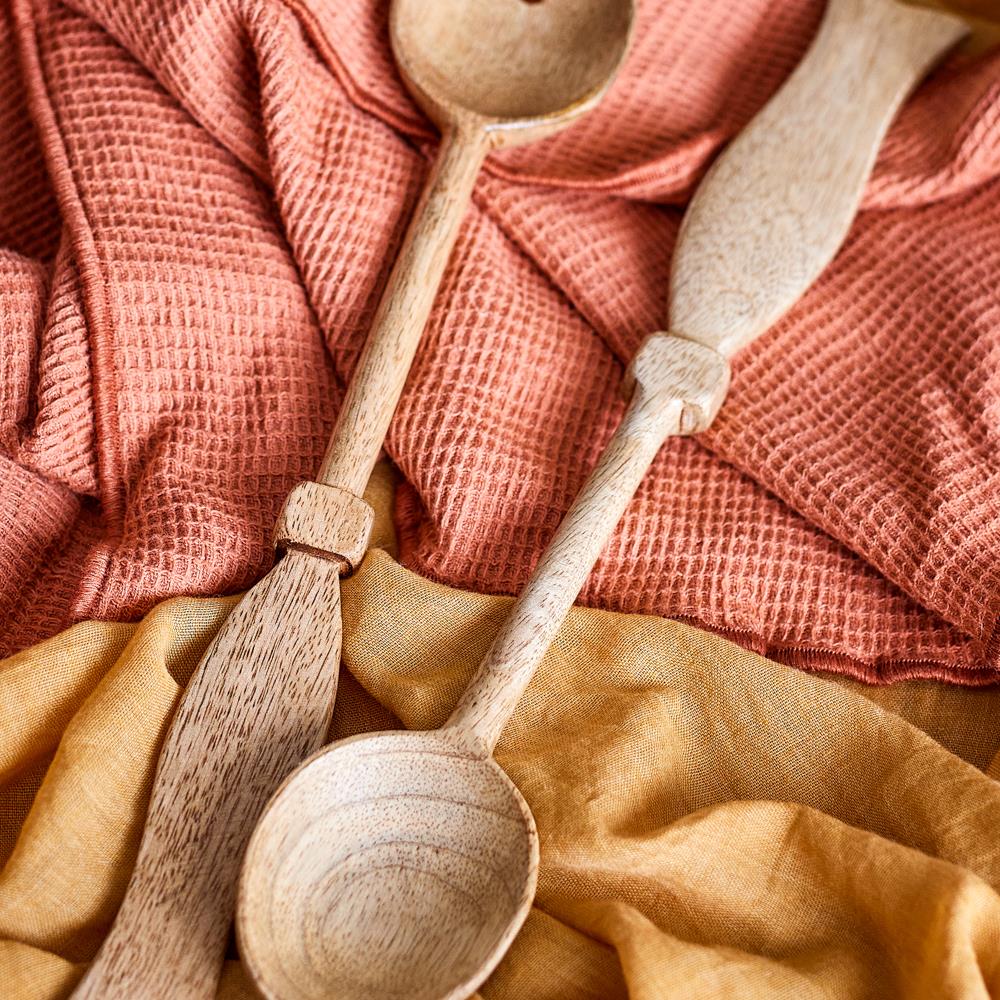 Bloomingville Seva Salatbesteck 2er Set L29 cm natur - Mangoholz Salatbesteck für Küche & Tischdeko