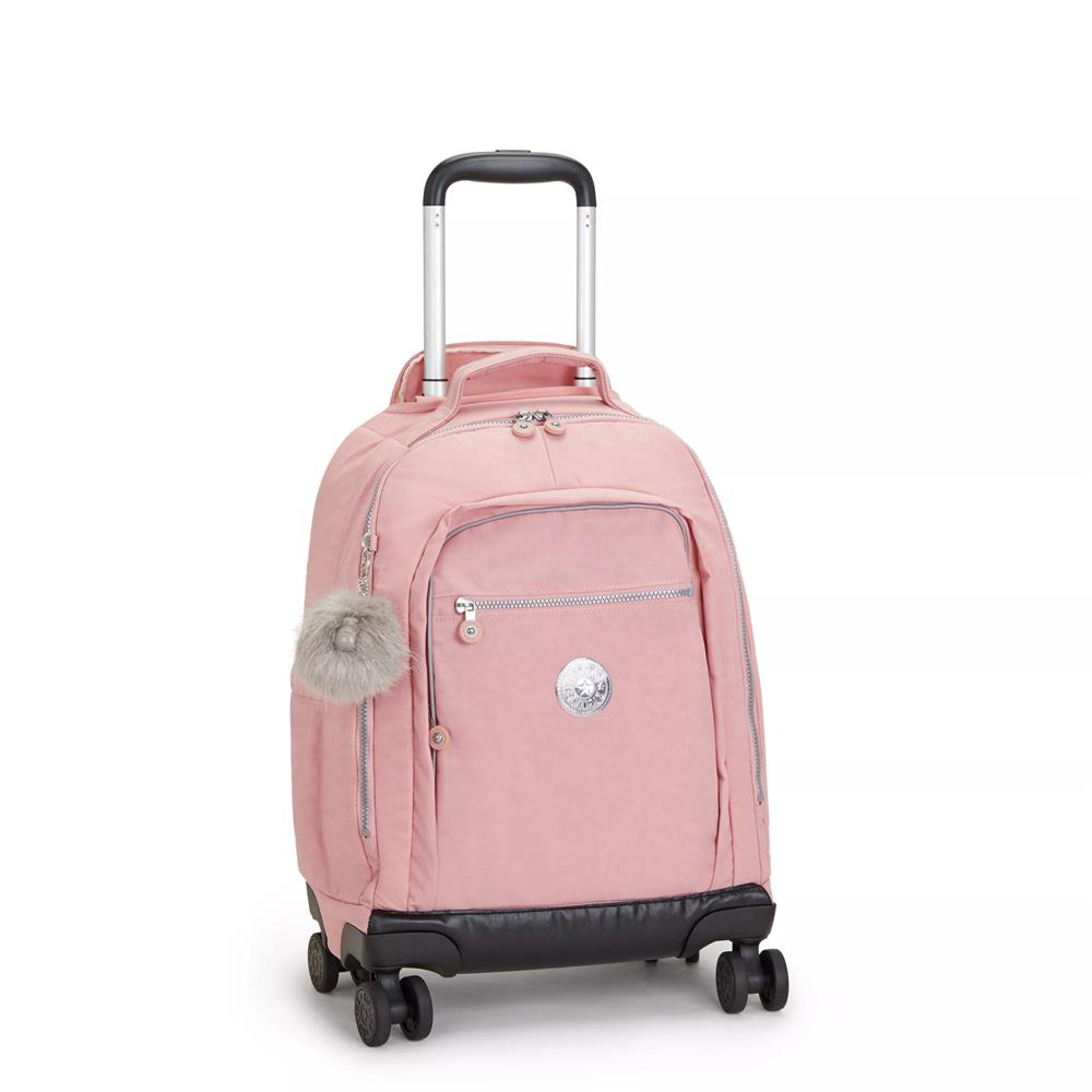 Kipling NEW ZEA, großer Kinder-Rucksack mit Rollen, Bridal Rose (rosa), Schulrucksack mit Laptopfach