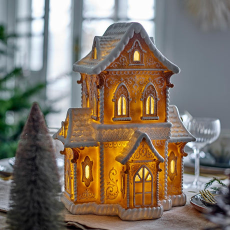 Bloomingville Kevin Lebkuchenhaus, Braun, Weihnachtsdeko mit LED-Licht