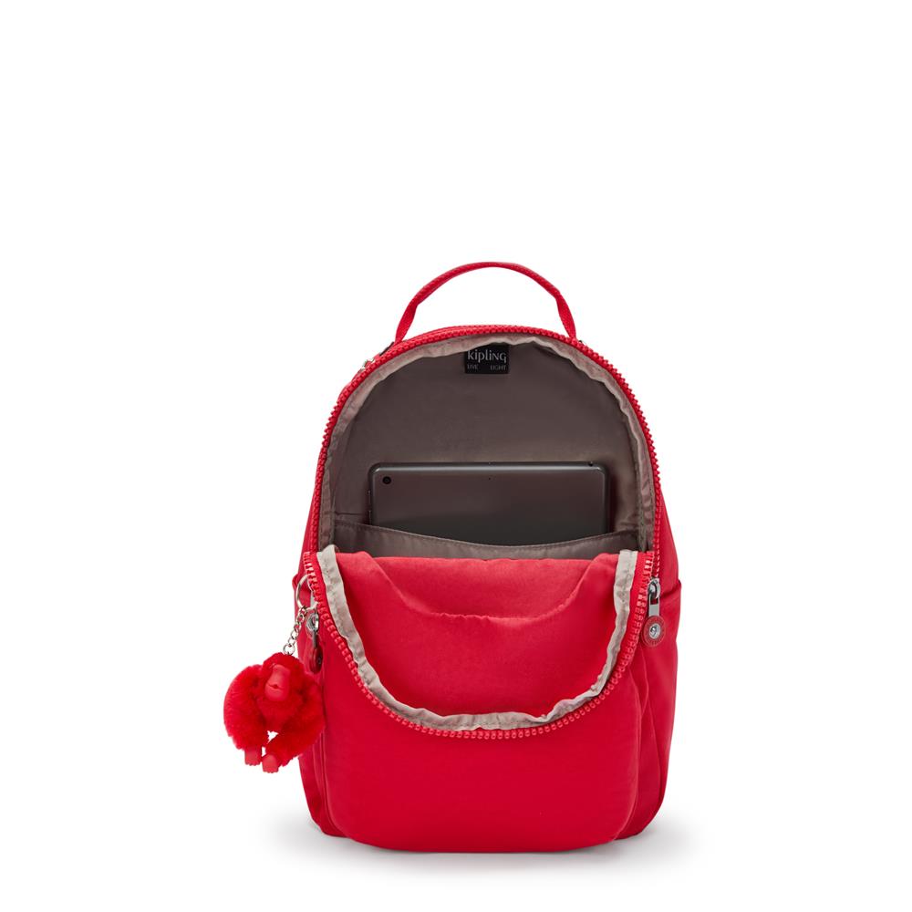 Kipling SEOUL S, Kleiner Rucksack, Red Rouge (rot), 14L, mit 11-Zoll-Tabletfach